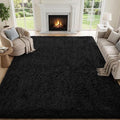 Area Rug for Living Room Bedroom: 6x9 Black Soft Fluffy Shag Upgrade Non-Slip by PLHXFRSoftAreaRugs