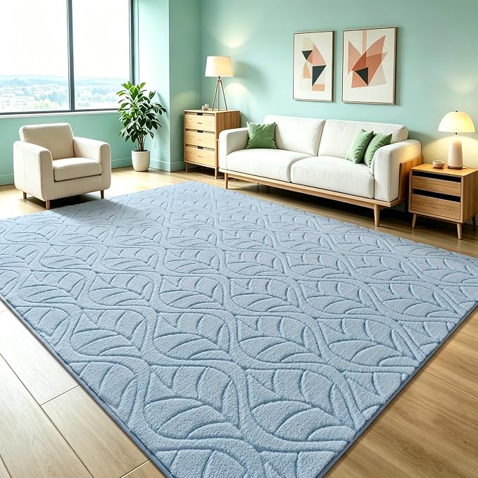 Macgace 6x9 Blue Area Rug, Soft Shag Carpet, Washable Living Room Rugs by Macgace