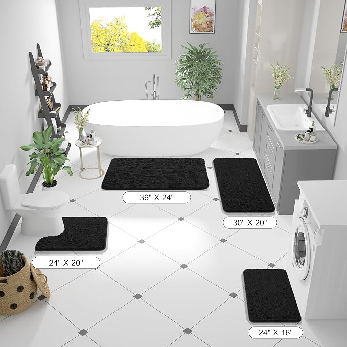 OLANLY Large Bathroom Rugs 47x32, Extra Soft Absorbent Chenille Bath Rugs - Image 2