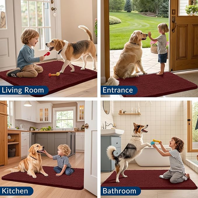 Smiry Dog Door Mat for Muddy Paws 36x24, Absorbent Dirt Trapper, Non-Slip - Image 7
