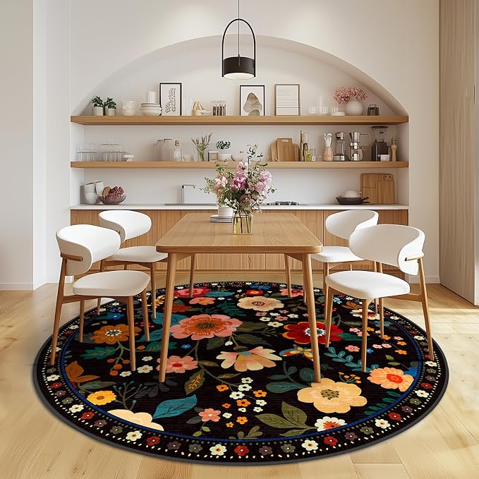 RELEANY Floral 4ft Area Rugs Washable Print Boho Cute Carpet Non Slip Flower - Image 9