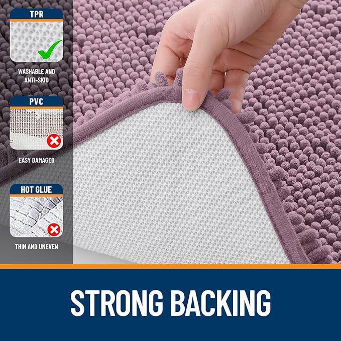 OLANLY Toilet Rugs U-Shaped 24x24, Extra Soft Absorbent Chenille Contour - Image 6