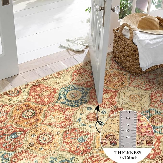 Lahome Moroccan Trellis Washable Round Area Rug, Round Rug 5ft Soft Non-Slip - Image 3