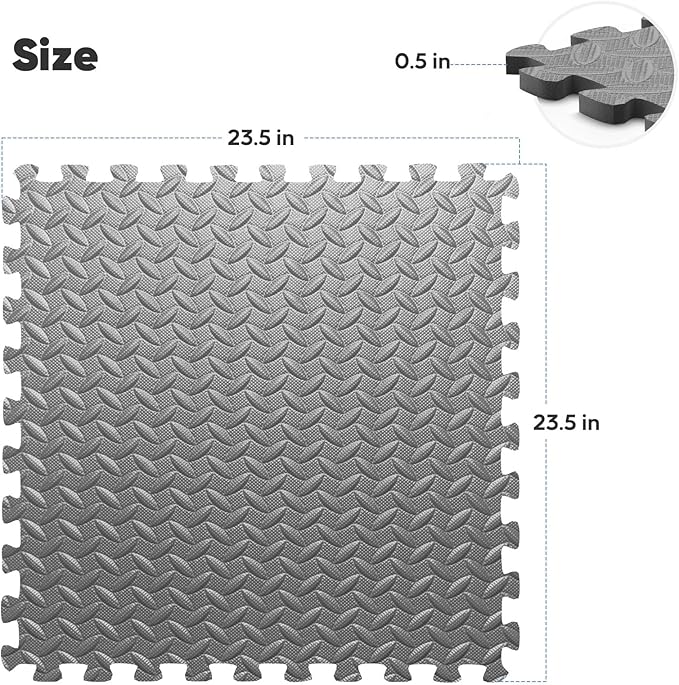 Home Gym Mat, Puzzle Exercise Mat, EVA Interlocking Foam Floor Tiles - Image 2