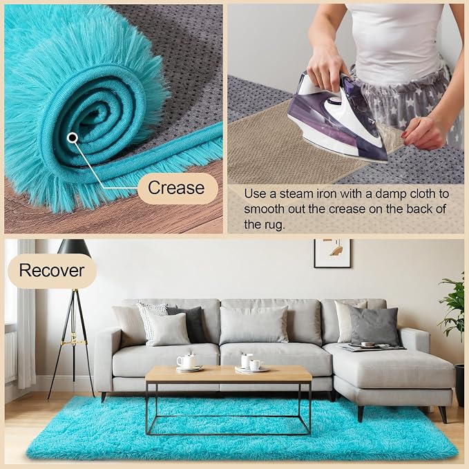 Mugorn 3x5 Rugs for Bedroom, Fluffy Area Rugs for Living Room, Soft Shag Kids - Image 5