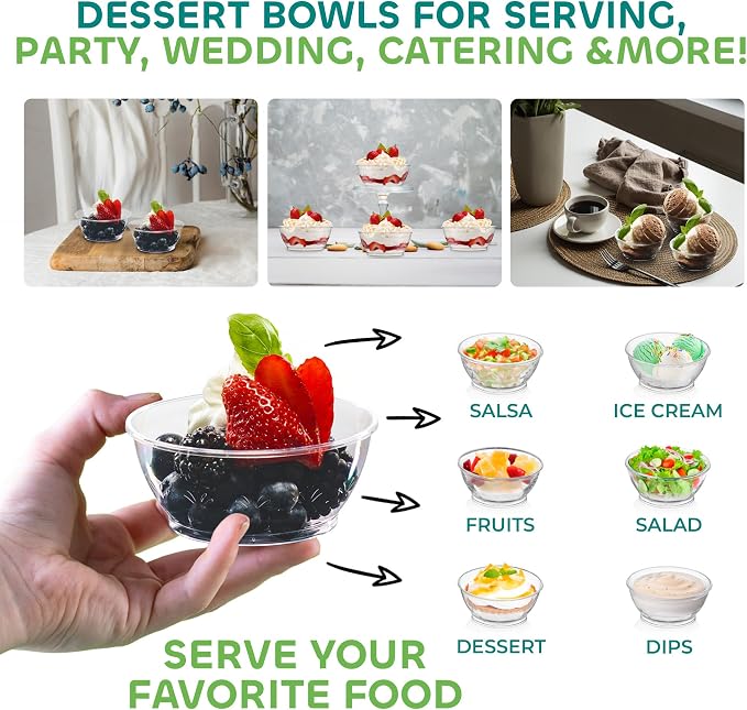 6 Oz Clear Mini Plastic Dessert Bowls Disposable Serving Bowls | Premium Hard - Image 3