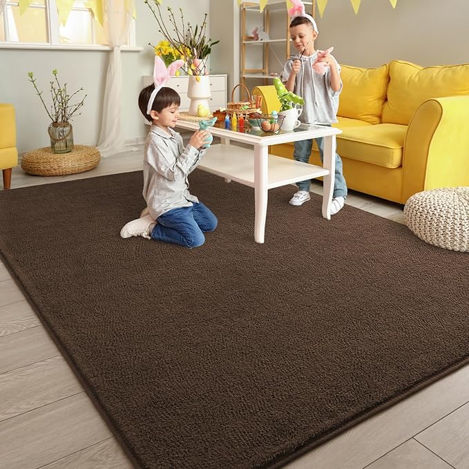 Pettop 6x9 ft Brown Area Rugs for Bedroom Living Room, Washable Memory Foam - Image 5
