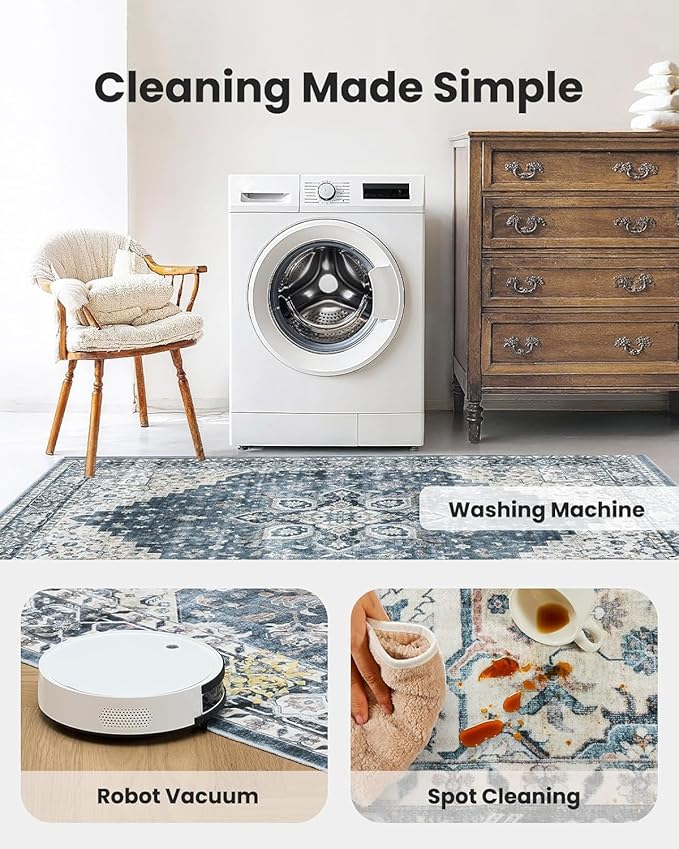 AMADA HOMEFURNISHING 8x10 Washable Area Rug, Low-Profile - Image 4