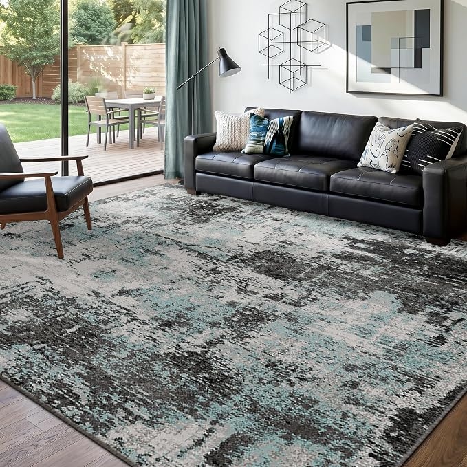 RELEANY Washable Area Rugs 6'x9' Non-Slip Modern Abstract Soft - Image 9
