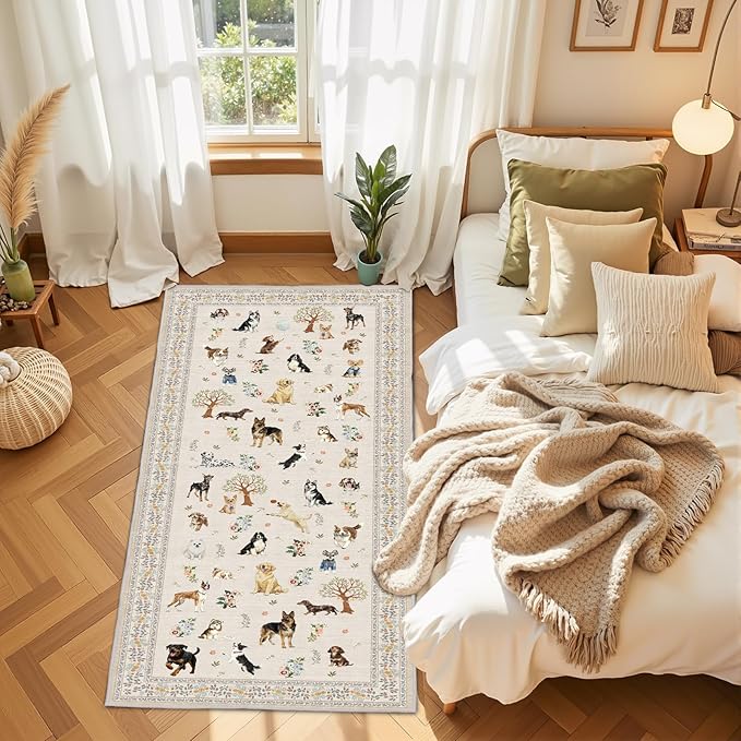 Dog Rug Beige, 3x5 Rug Non Slip Soft Bedroom Rugs - Image 2