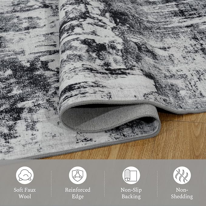 Rugflix 10x12 Area Rugs for Living Room, Big Washable Dark Carpet Non-Slip for - Image 7