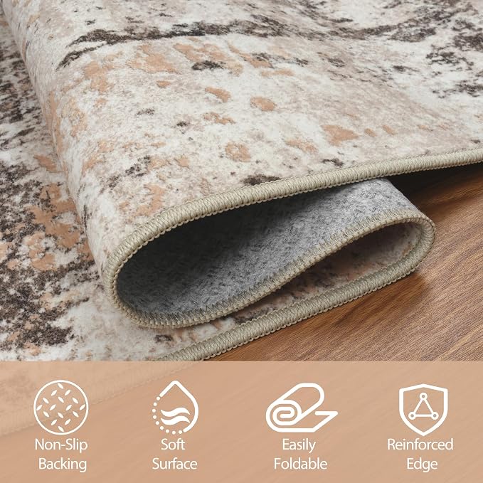 4x6 Area Rugs for Living Room Rug Washable: Abstract Rug for Dining Room - Image 4