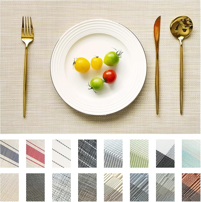 Placemats Set of 12 Vinyl/Plastic Woven Place Mats by Unknown