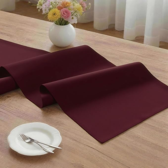 MEANMOY Burgundy Table Runner 108 Inches Long Waterproof Table Runners | - Image 3