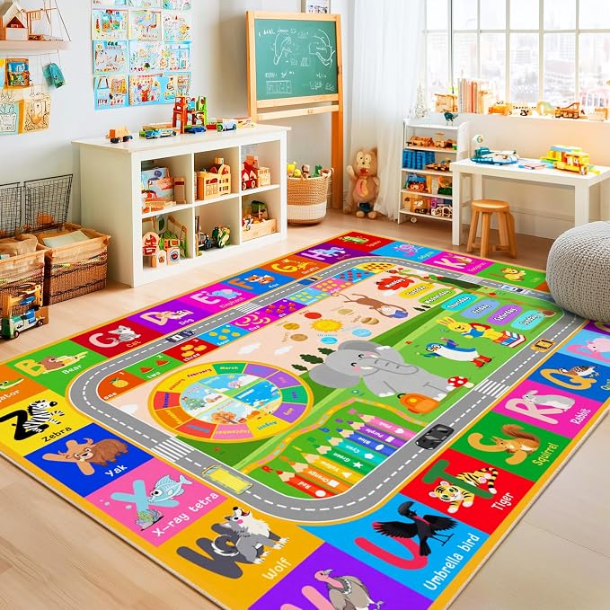 Pionblank Kids Rug for Playroom Classroom, 5x7 Area Rugs Playmat for Learning by PIONBLANK