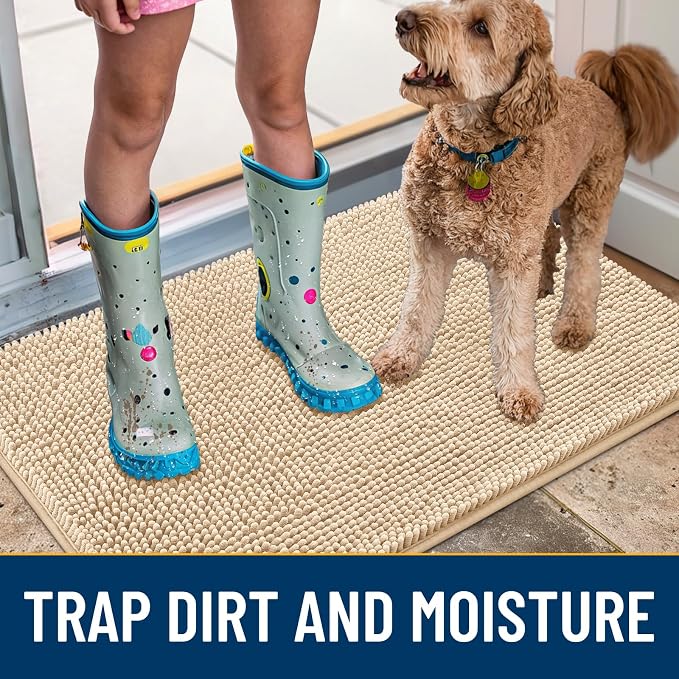 Smiry Dog Door Mat for Muddy Paws 59x32, Absorbent Dirt Trapper, Non-Slip - Image 3