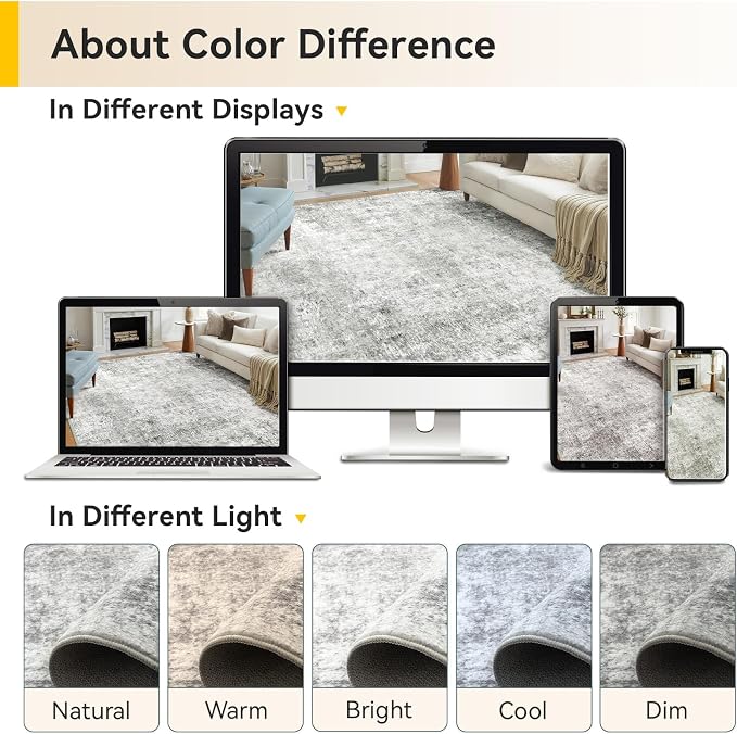 RELEANY Washable Area Rugs 3'x5' Non-Slip Modern Abstract Soft - Image 8