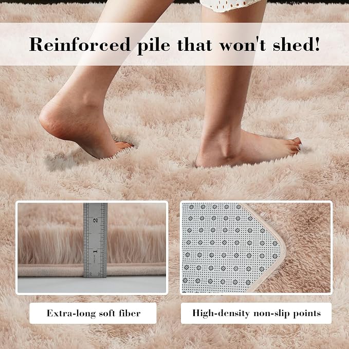yongyangjuxin Fluffy Rug Shag Area Rug, Mottling Beige 10x14 Area Rugs - Image 6