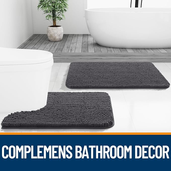 OLANLY Bathroom Rugs 36x24, Extra Soft Absorbent Chenille Bath Rugs, Rubber - Image 7