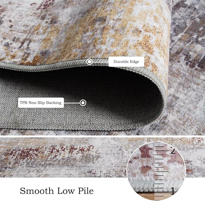 Toneed Abstract Area Rug Modern Washable Rug Soft Non Slip Rug Low Pile - Image 6