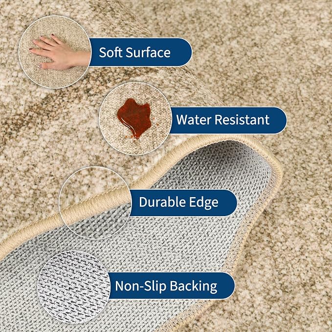 GarveeHome Scalloped Washable Round Rugs, Non-Slip Soft Round Rug 4ft Ultra-Thin - Image 2