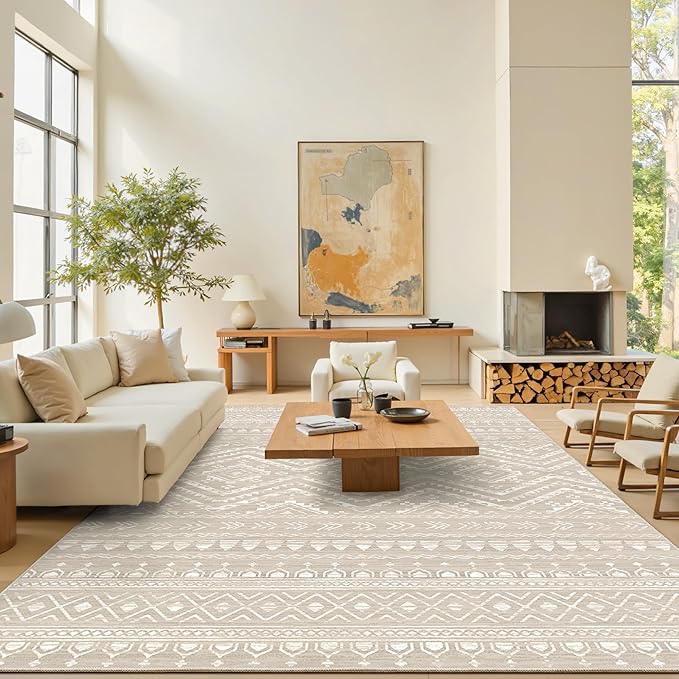 Miukiki 9x12 Area Rug for Living Room Moroccan Washable Rugs Non Slip Indoor - Image 5
