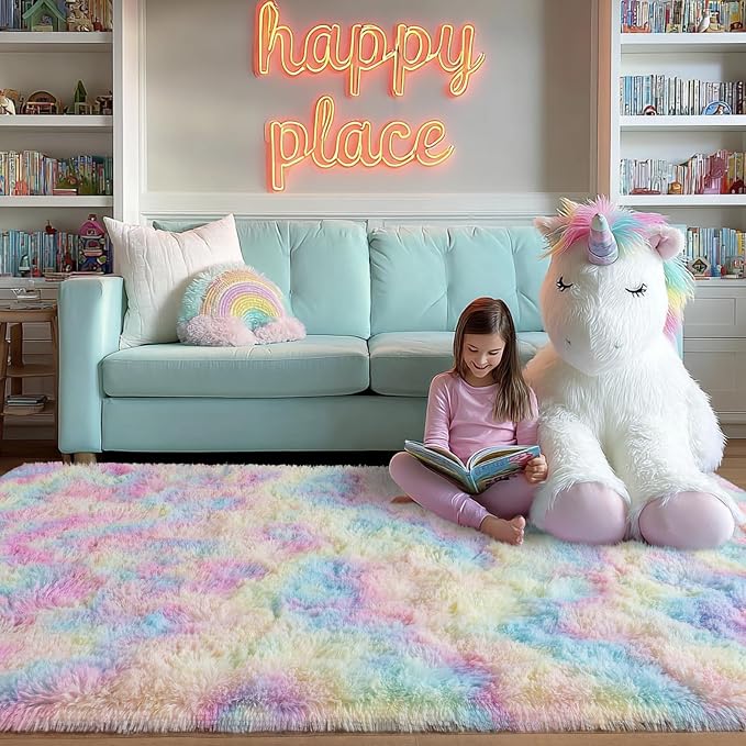 qulint 3x5 Area Rug for Bedroom, Fluffy Soft Nursery Rug for Girls Small Fuzzy - Image 2