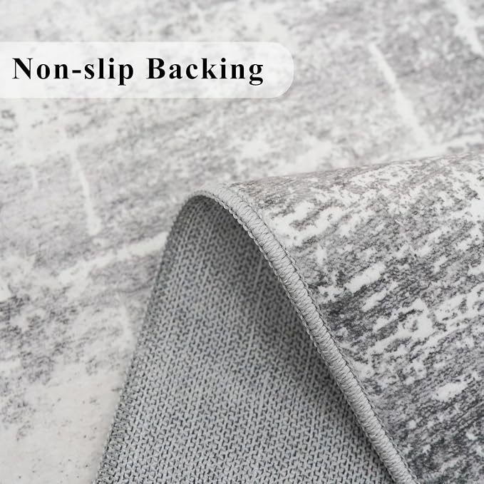 2'6x14 Abstract Kitchen Area Rugs: Farmhouse Washable Non-Slip Long Hallway Rug - Image 3