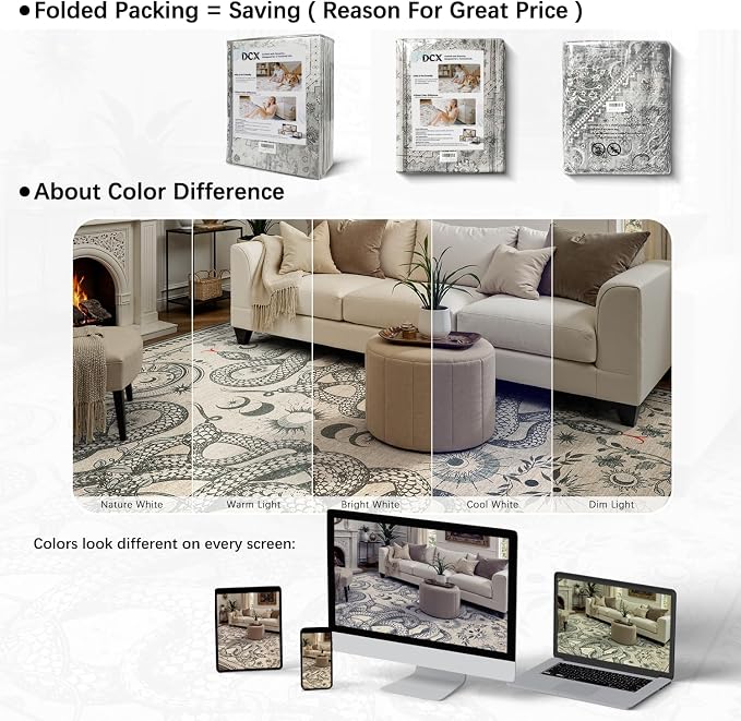 DCX Washable 3x5 Snake Rug, Soft Low Pile Carpet, Kid & Pet Friendly - Image 8
