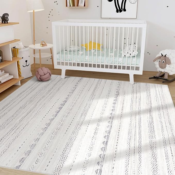 Nakagishi 10x12 Area Rug Living Room: Washable Boho Large Neutral Soft - Image 7