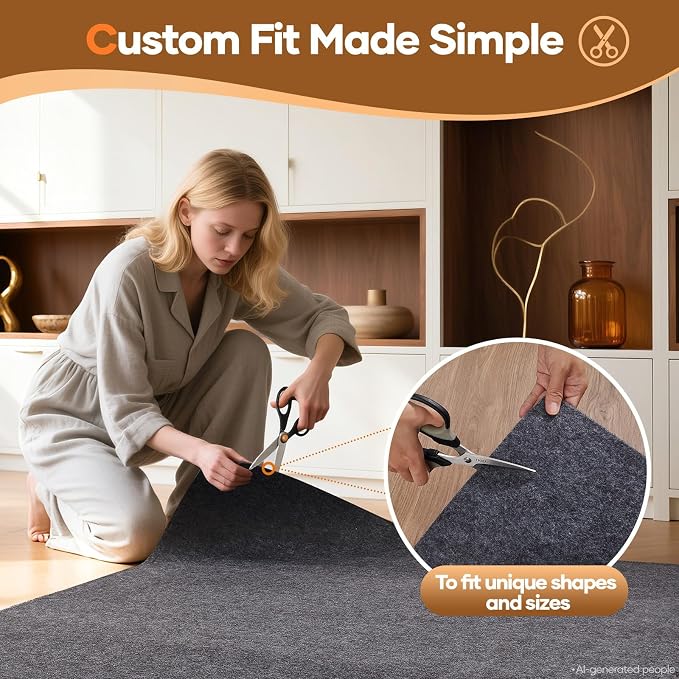 Veken 5 Ft Round Non Slip Cushioned Rug Pad Gripper, Felt and Silicone Backing - Image 7