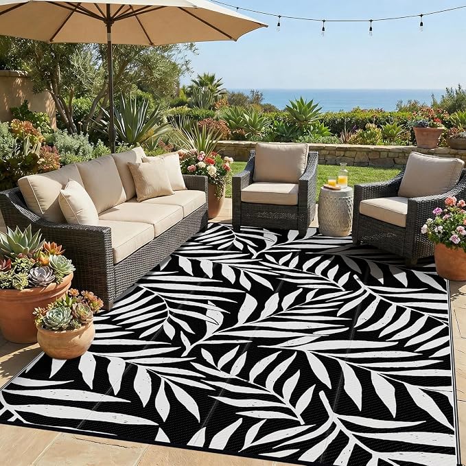 Smiry Outdoor Rug 6x9 ft, Waterproof Reversible Plastic Straw Rugs, Outdoor by Smiry
