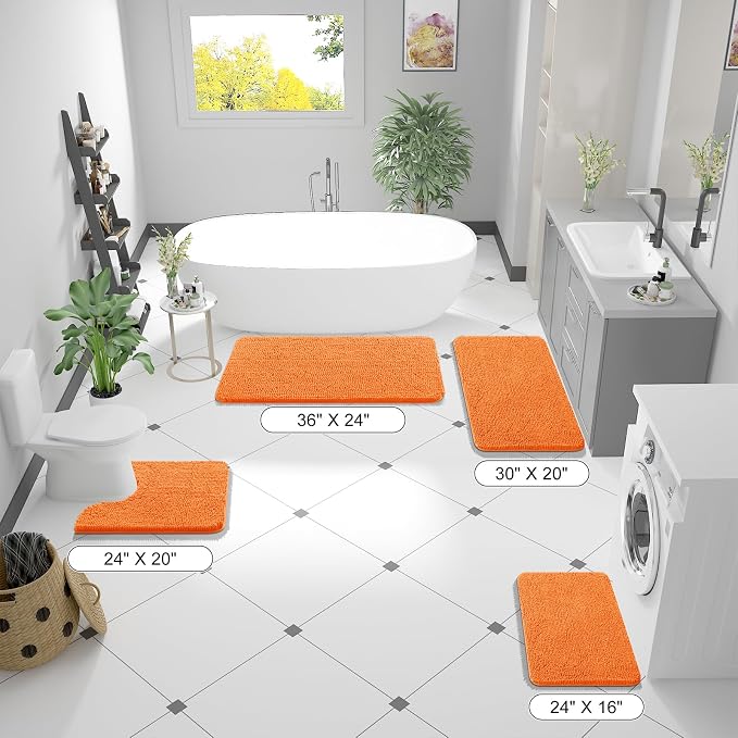 OLANLY Bathroom Rugs 34x21, Extra Soft Absorbent Chenille Bath Rugs, Rubber - Image 2