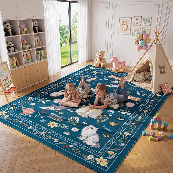 Unirea 6x9 Dark Blue Cat Area Rug - Image 7