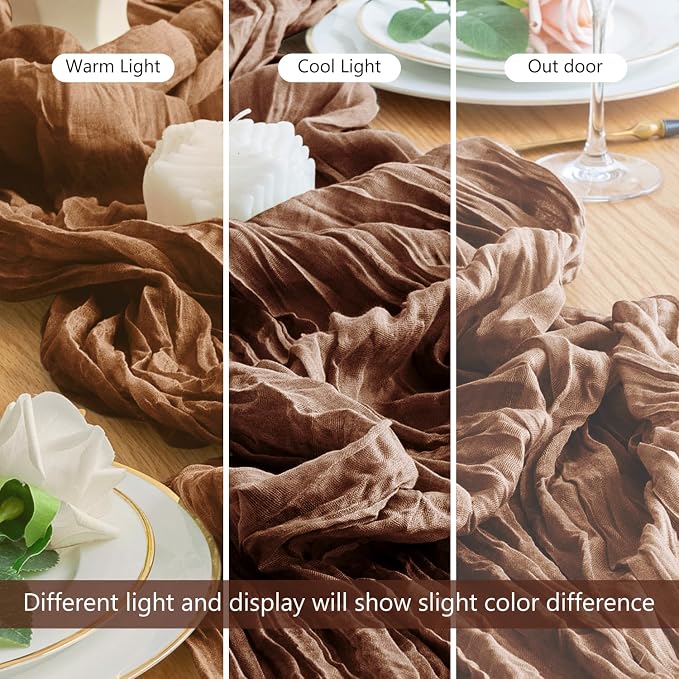 Cheesecloth Table Runner Brown 10FT Boho Gauze Runner, 4 Pack | 120 Inch Cheese - Image 8
