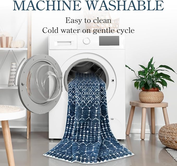 Lahome Moroccan Indoor Rugs for Entryway 2x3 Area Rug Non-Slip Backing Washable - Image 3
