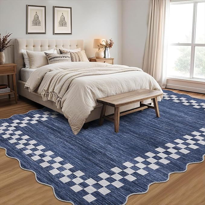 GarveeHome 8x10 Area Rug for Living Room Scalloped Washable Large Bedroom Rug - Image 2
