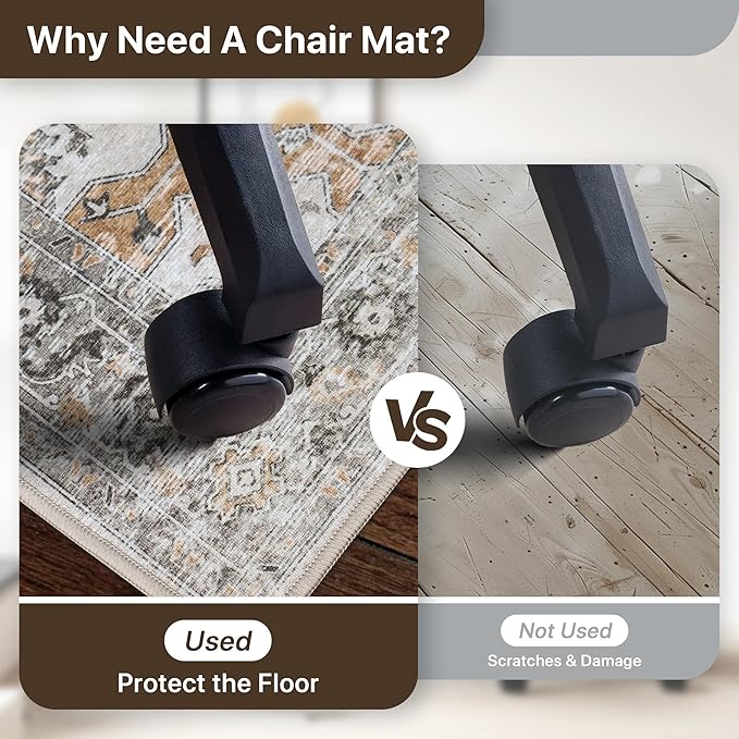 36"x60" Office Chair Mat for Hardwood Tile Floor, Under Desk Carpet Protector - Image 4