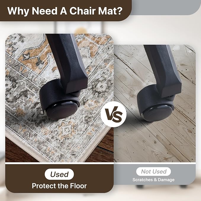 48"x60" Office Chair Mat for Hardwood Tile Floor, Under Desk Carpet Protector - Image 4