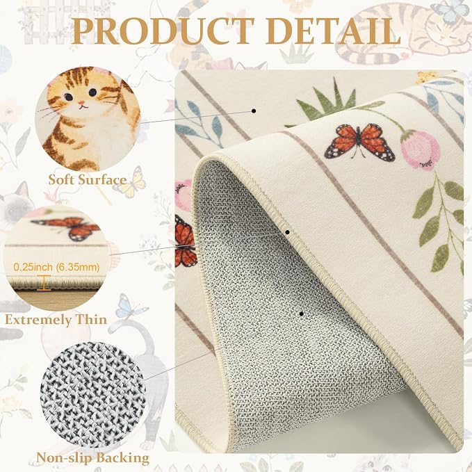 Unirea 9x12 Beige Cat Area Rug for Living Room, Large Soft Washable Kids Rug - Image 4