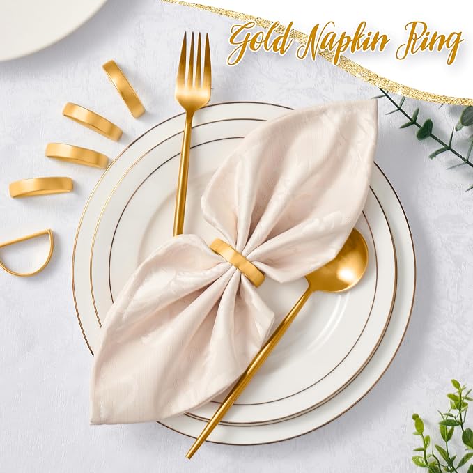 APTWOW Gold Napkin Rings Set of 100, Semicircle Metal Gold Napkin Holder Buckles - Image 3