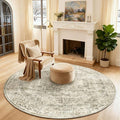 4x4 Round Bedroom Rug Washable: Living Room Rug Stain Resistant Non Slip Low by palohom