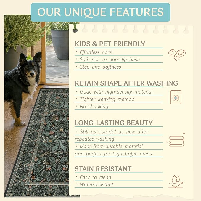 3x5 Washable Area Rugs for Entryway Indoor, Large Kitchen, Low Pile Rugs for - Image 7