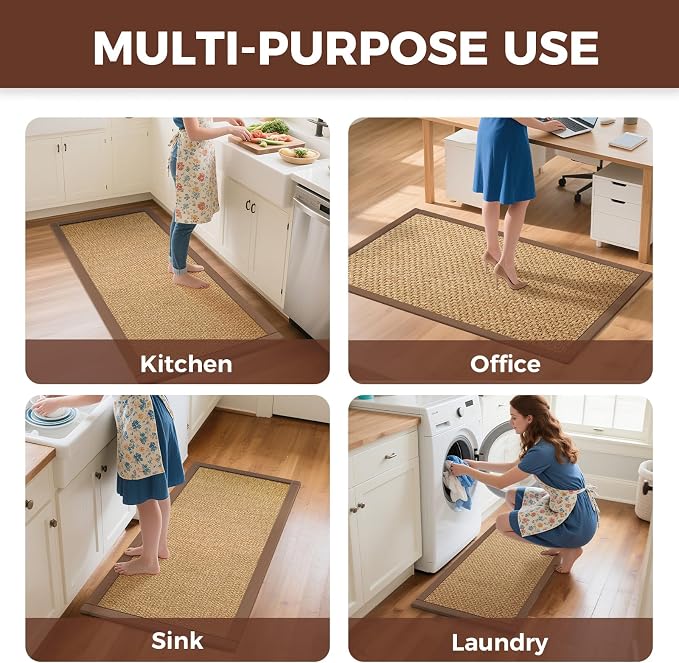 YDKGL Kitchen Runner Rugs Non Slip Washable Anti Fatigue, Super Absorbent 0.4" - Image 9