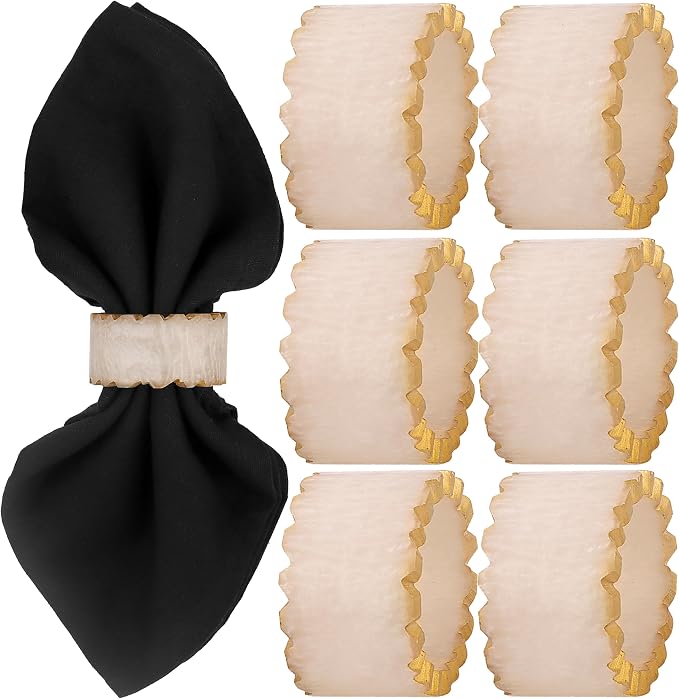 Rustic Epoxy Resin Napkin Rings Set of 6 by CLEENTABLE