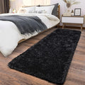 Soft Runner Rugs for Bedroom Hallways, 2x6 Black Fluffy Shag Throw Area Rug Non by Ailyei