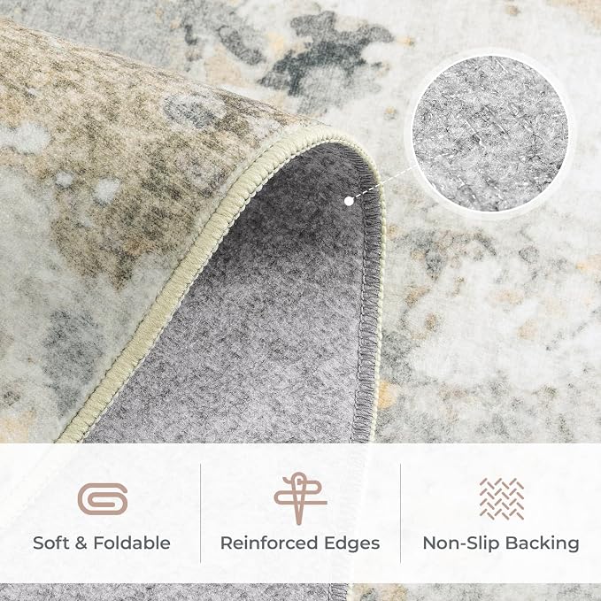 4ft Round Rug Washable Non-Slip, Small Circle Rug - Image 4