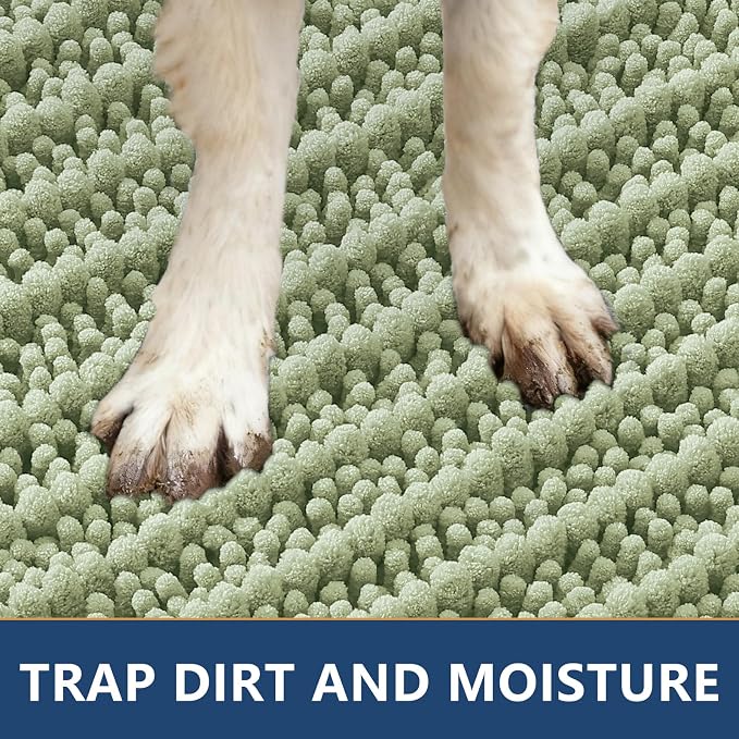 Smiry Dog Door Mat for Muddy Paws 36x24, Absorbent Dirt Trapper, Non-Slip - Image 4