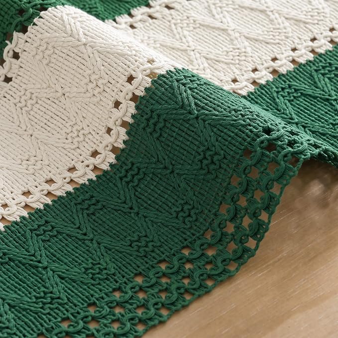 Artoid Mode Dark Green Farmhouse Woven Table Runner 12x72 Inch | Holiday Rustic - Image 5