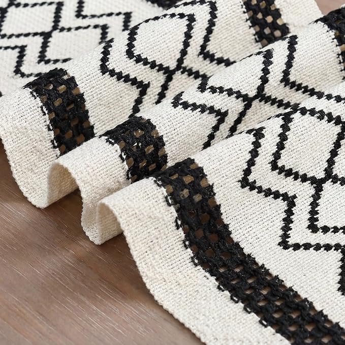 Artoid Mode Black Stripe Diamond Woven Table Runner 12x108 Inch | Holiday - Image 6